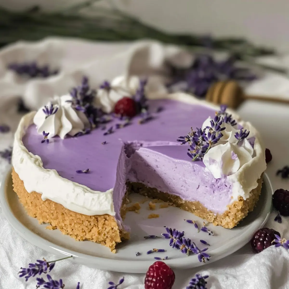 Delicate No-Bake Honey Lavender Cheesecake