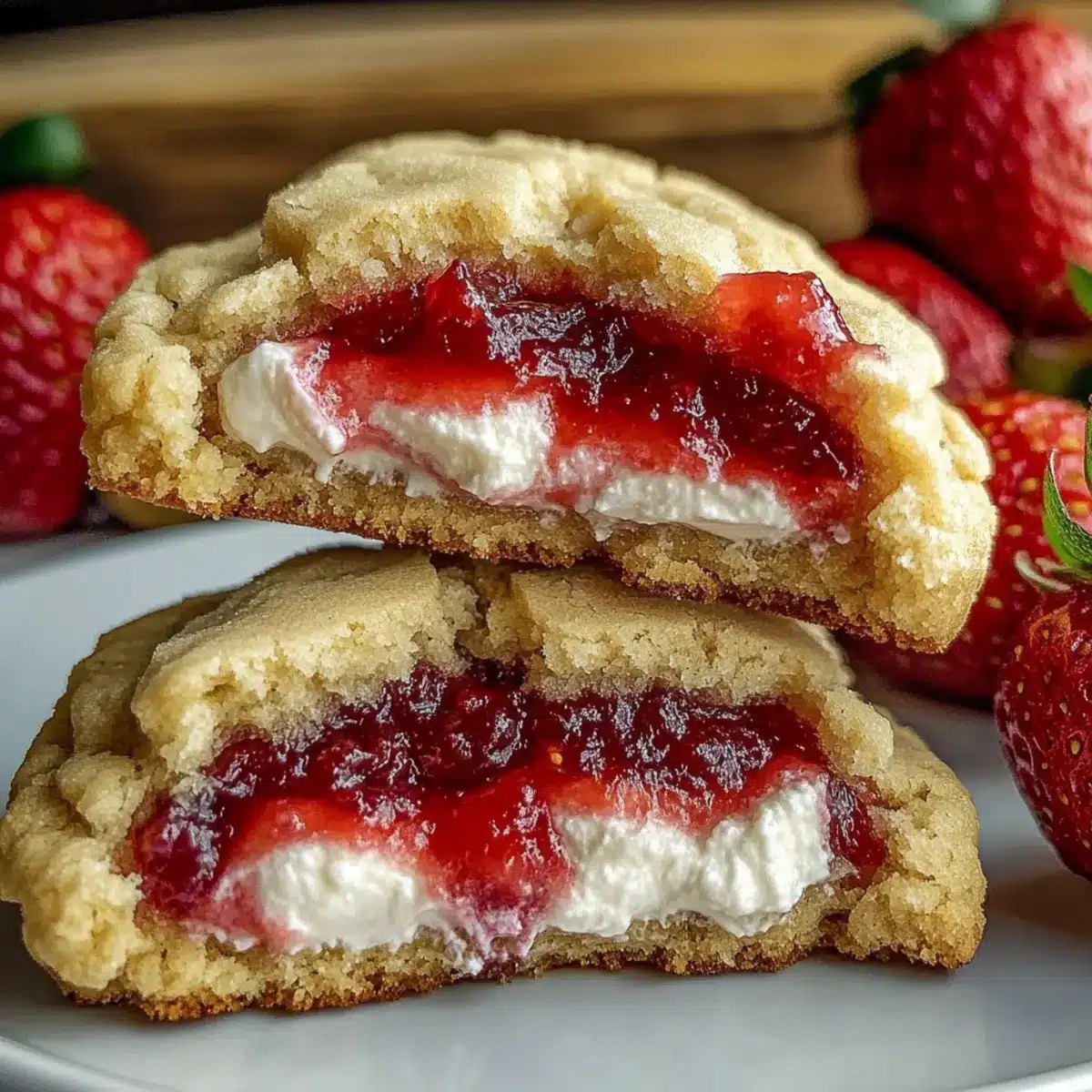 Soft Strawberry Cheesecake Cookies