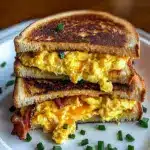 Grilled Cheese with Scrambled Eggs and Bacon