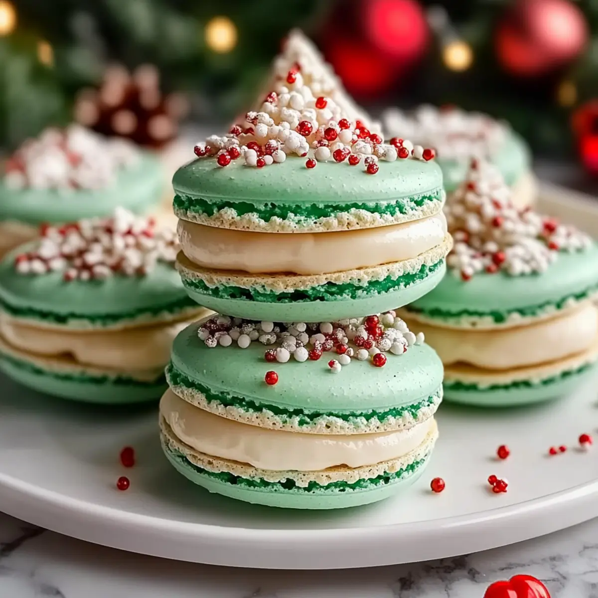 Christmas Tree Cake Macarons