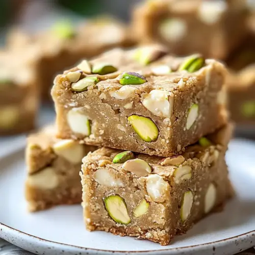 White Chocolate and Pistachio Blondies