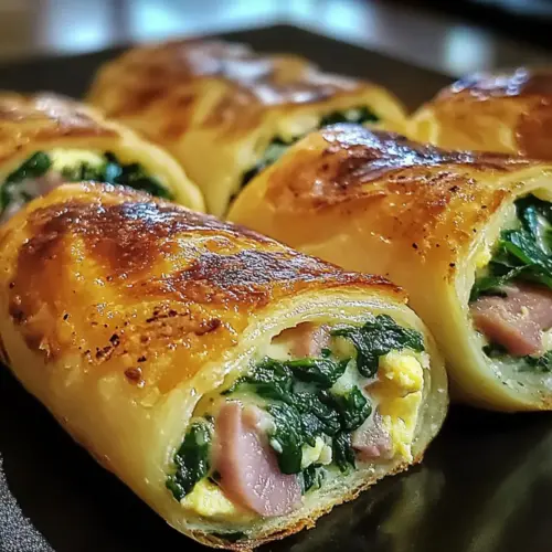 Spinach Ham Breakfast Rolls