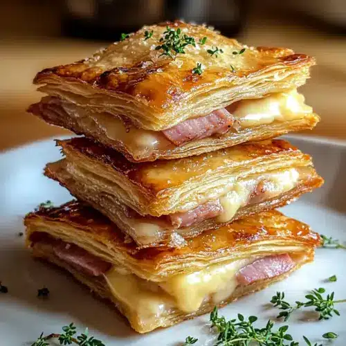 Crispy Ham & Cheese Puff Pastry Stacks