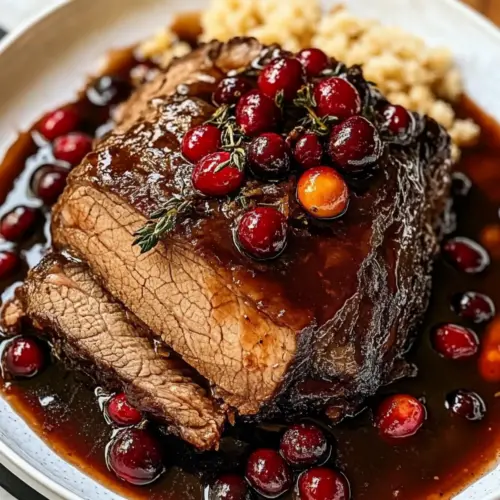 Slow-Braised Beef Roast with Cranberry Balsamic Glaze