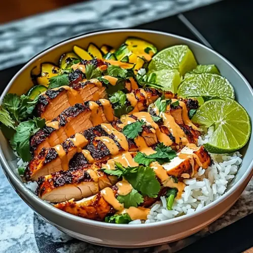 Sweet Chili Chicken Bowl with Coconut Lime Drizzle
