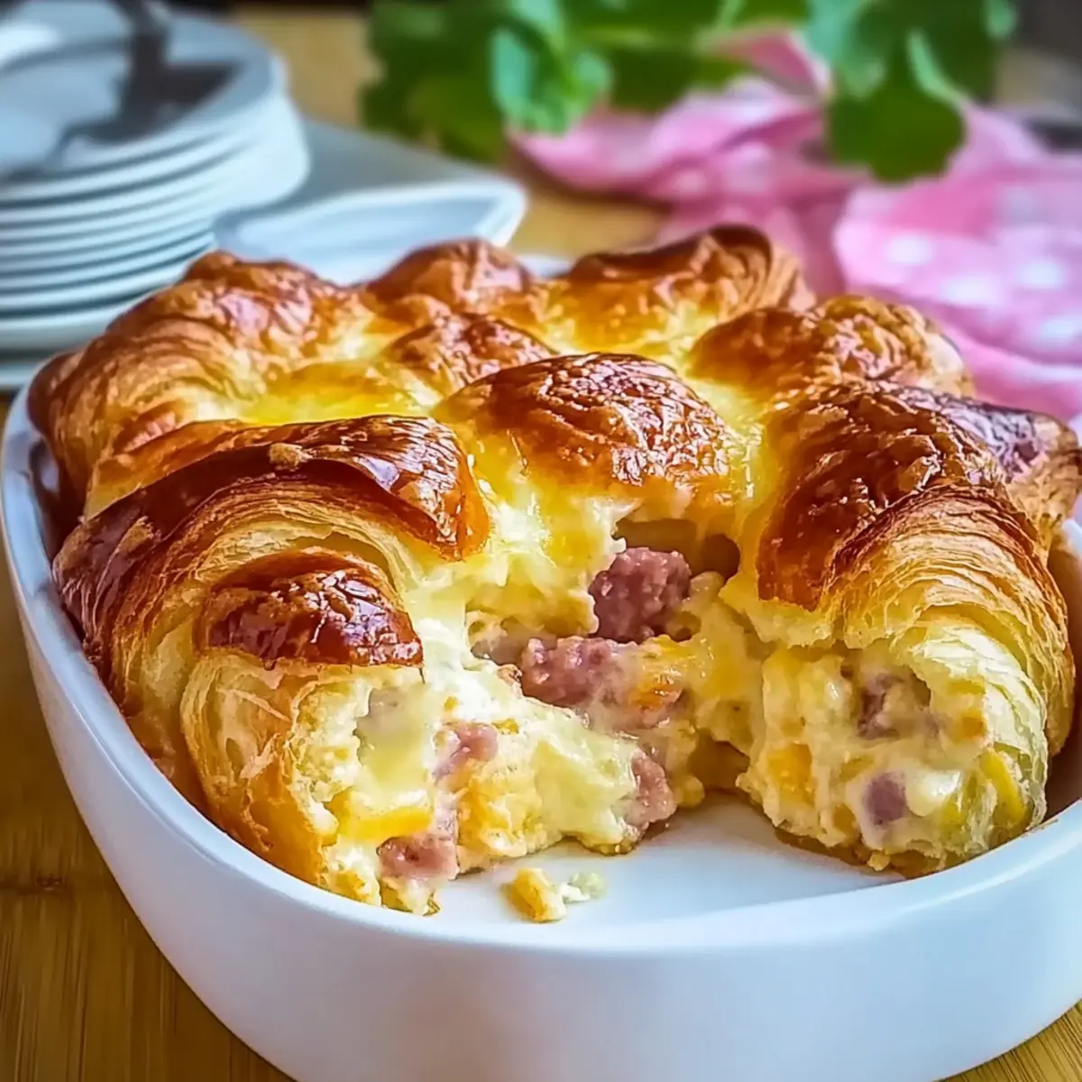 Overnight Croissant Breakfast Casserole