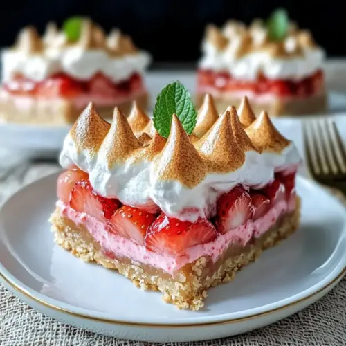 Low Carb Strawberry-Rhubarb Meringue Pie Bars