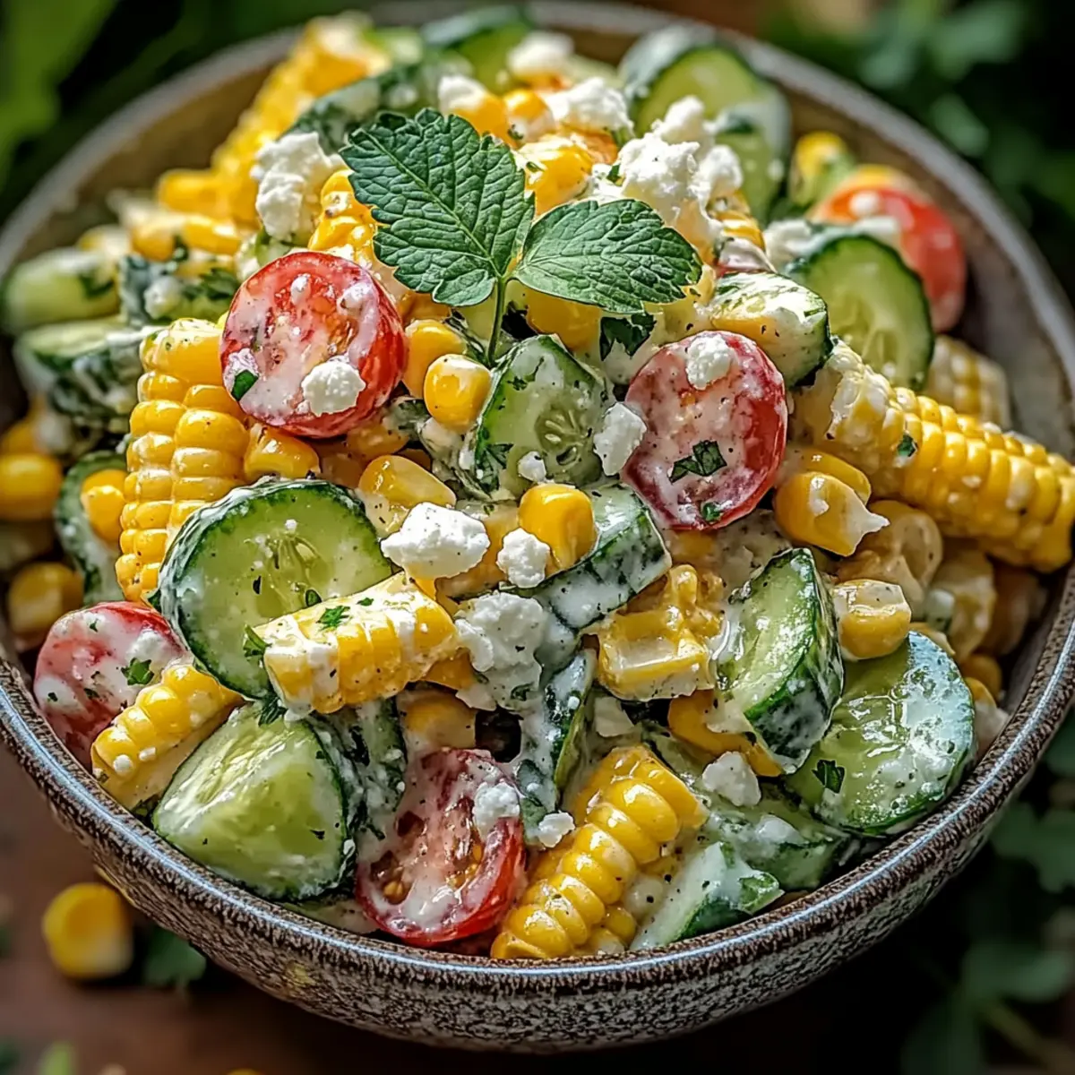 Corn Creamy Cucumber Salad