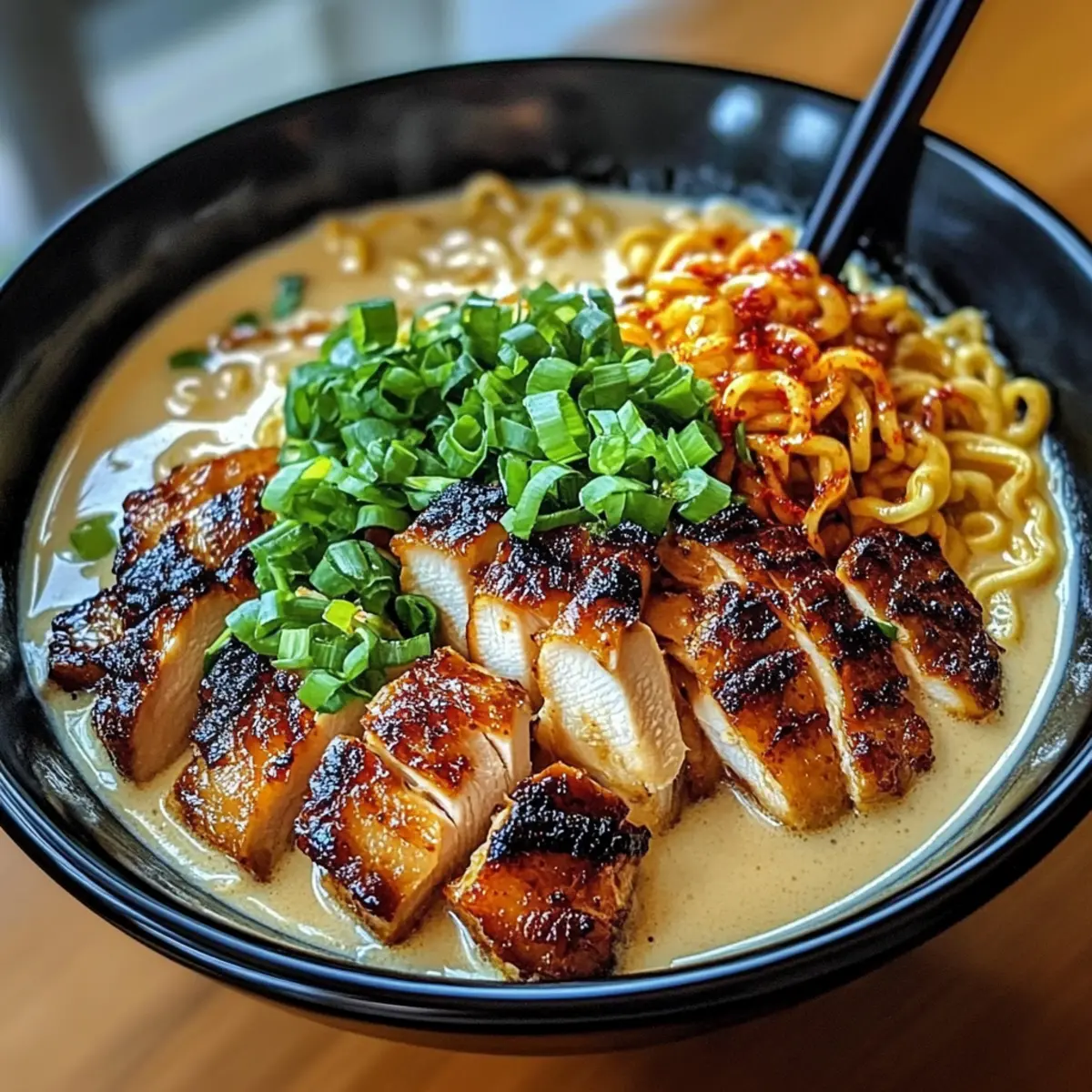 Chicken Ramen with Creamy Garlic Sauce