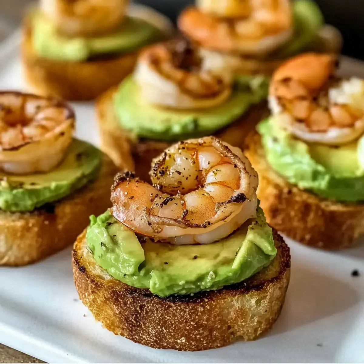 Garlic Shrimp Crostini with Avocado