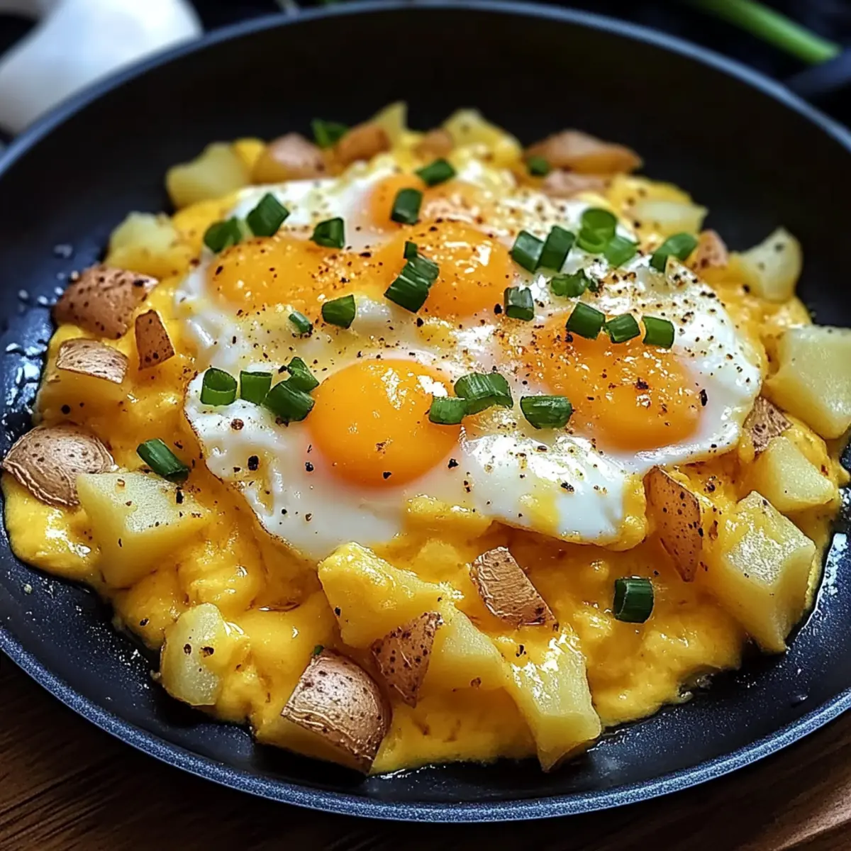 Cheesy Potato Egg Scramble
