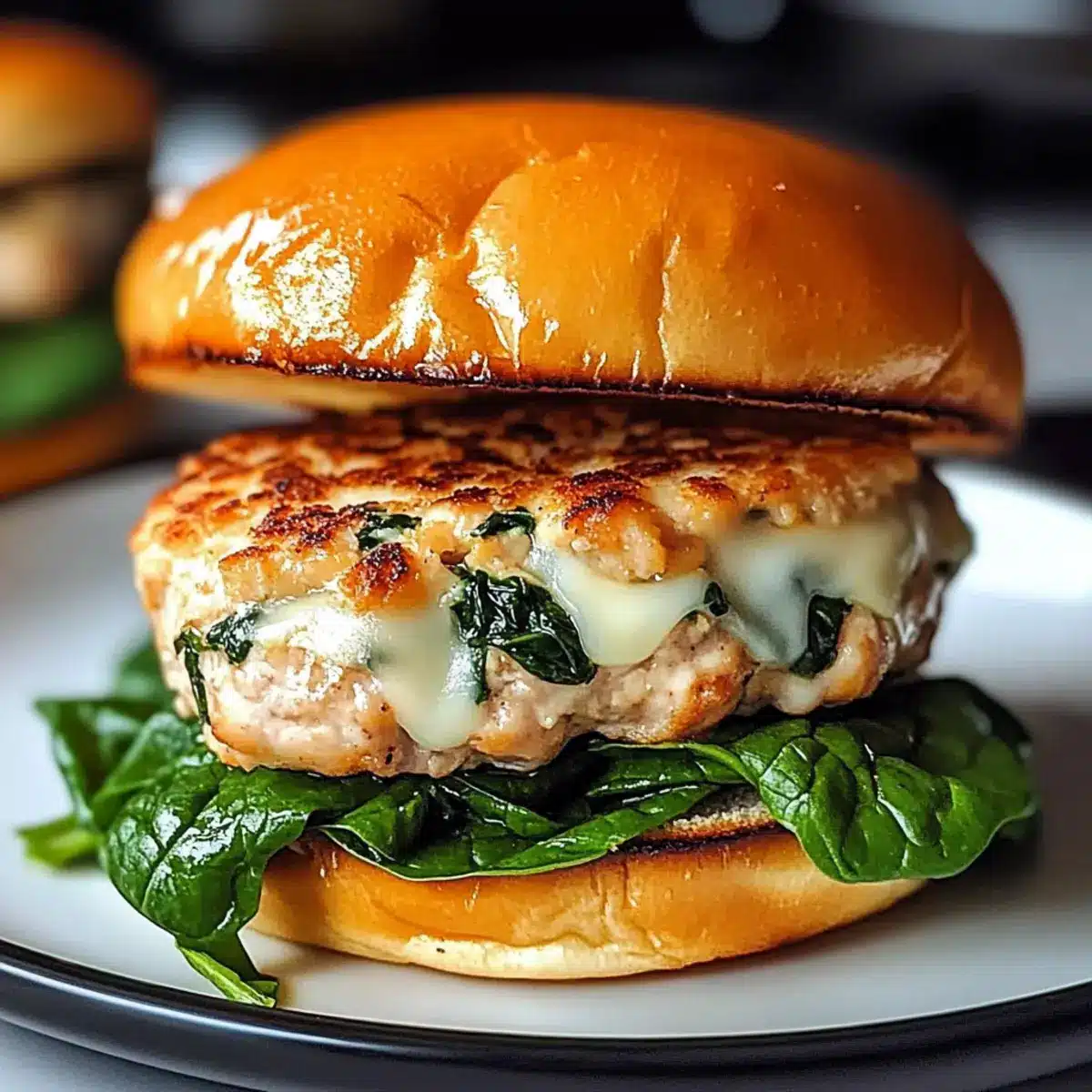 White Cheddar Spinach Chicken Burgers