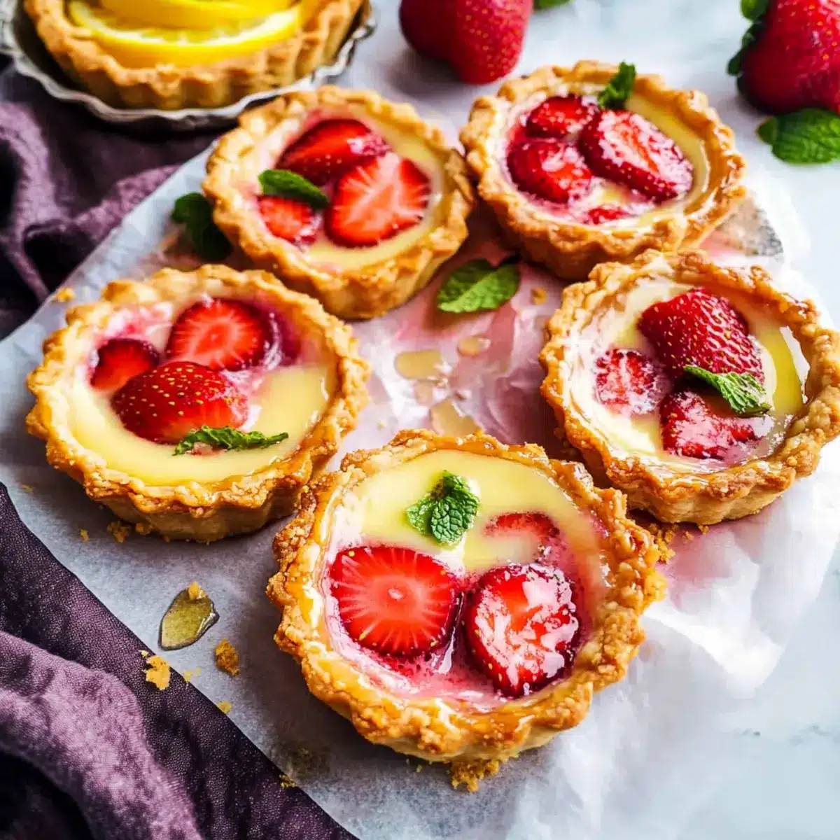 Strawberry Honey Custard Tarts