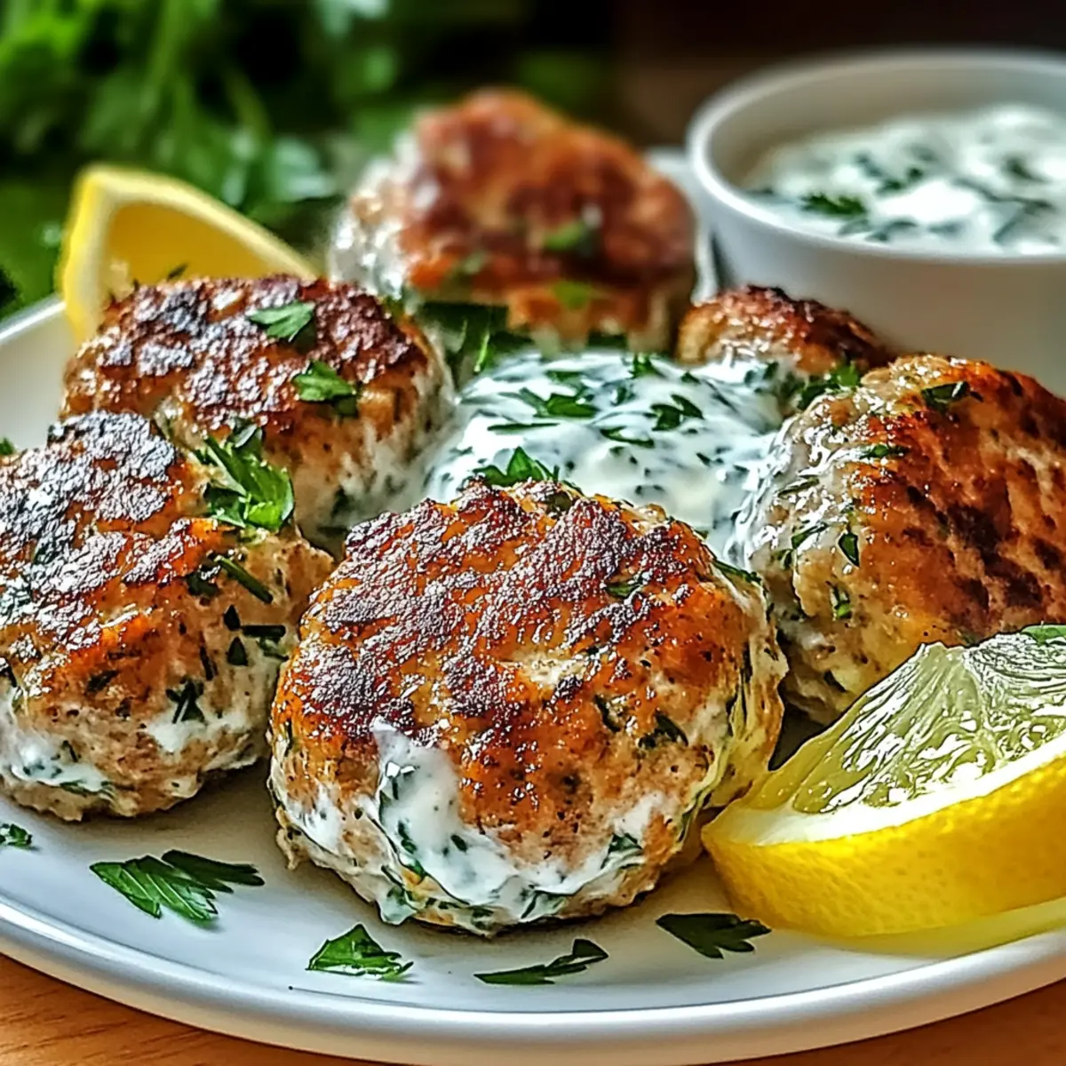 Chicken Kofta with Creamy Garlic Yogurt Sauce