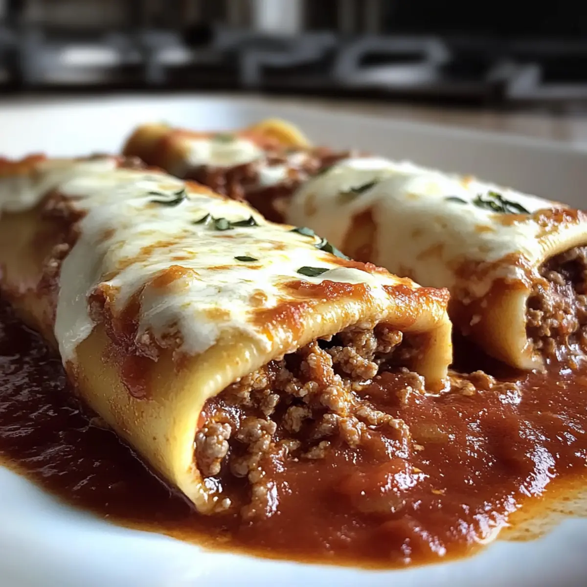 Cheesy Stuffed Manicotti with Flavorful Meat Sauce
